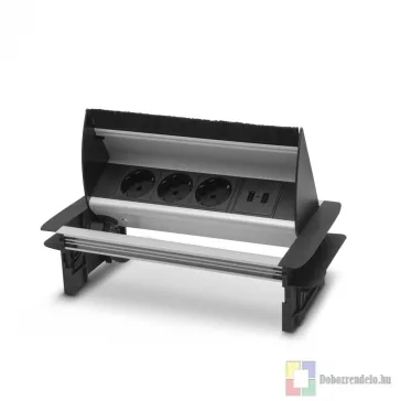  Rejtett elosztó - 3-as felnyíló kivitel 2 x USB, 2,1A ezüst