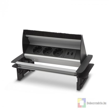 Rejtett elosztó - 3-as felnyíló kivitel 2 x USB, 2,1A ezüst