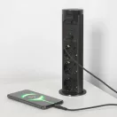 Motoros rejtett elosztó - "Touchcontrol" - 3-as + USB + Type-C - fekete 