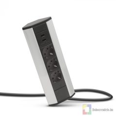 Sarokelosztó 3 x 250V, 16A 2 x USB, 2,1A alumínium ház