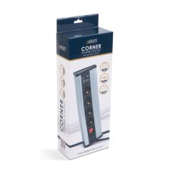   Sarokelosztó - kapcsolós - 4 x 250V, 16A - 2 x USB, 2,1A - alumínium ház