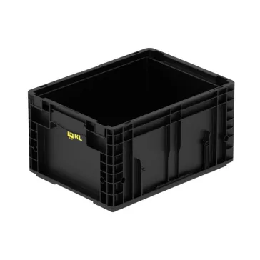   RL-SLC 4013 Megerősített, könnyített műanyag láda, 400 × 300 × 215 mm, alja zárt, oldala zárt, zárt markolat, fekete