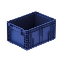   R-KLT 4322 Megerősített műanyag láda, 400 × 300 × 215 mm, alja zárt és megerősített, oldala zárt, zárt markolat, kék (RAL 5003)
