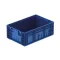 RL-SLC 6213 Megerősített, könnyített műanyag láda, 600 × 400 × 215 mm, alja zárt, oldala zárt, zárt markolat, vízelvezető nyílásokkal, kék (RAL 5005)