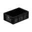 RL-SLC 6013 Megerősített, könnyített műanyag láda, 600 × 400 × 215 mm, alja zárt, oldala zárt, zárt markolat, fekete