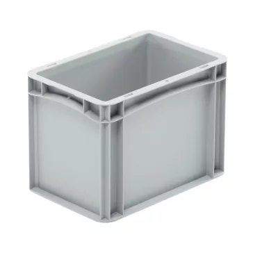   Basicline Euro láda 300x200x220 mm, alja és oldala zárt, Szürke