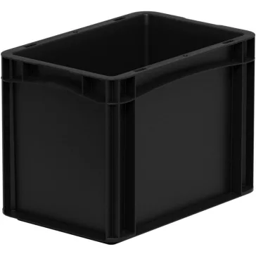   Basicline Euro láda 300x200x220 mm, alja és oldala zárt, Fekete