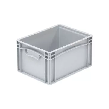  Basicline Euro láda 400x300x220 mm, alja és oldala zárt, Szürke