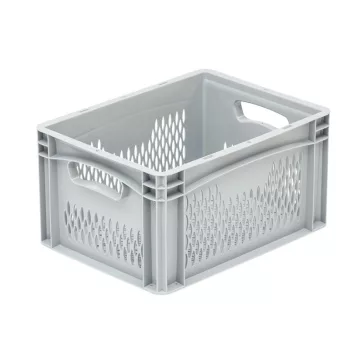 Basicline Euro láda 400x300x220 mm, perforált, Szürke