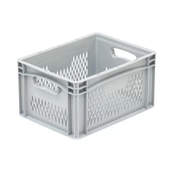 Basicline Euro láda 400x300x220 mm, perforált, Szürke Basicline Euro láda 400x300x220 mm, perforált, Szürke