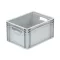 Basicline Euro láda 400x300x220 mm, alja és oldala zárt, nyitott markolat, Szürke