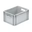 Basicline Euro láda 400x300x220 mm, alja és oldala zárt, nyitott markolat, Szürke