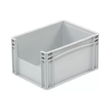   Basicline Euro láda 400x300x220 mm, alja és oldala zárt ablakkal, Szürke