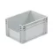Basicline Euro láda 400x300x220 mm, alja és oldala zárt ablakkal, Szürke