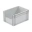 Basicline Euro láda 400x300x220 mm, alja és oldala zárt ablakkal, Szürke