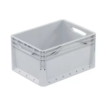   Lightline Euro láda, 400x300x220 mm alja és oldala zárt nyitott markolat, Szürke