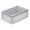 Basicline Euro láda 600x400x220 mm, alja és oldala zárt, Szürke