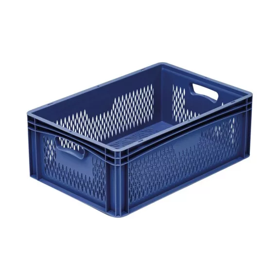 Basicline Euro láda Cooked Sausage Láda 605x405x222 mm, perforált, nyitott markolat, Sötétkék Basicline Euro láda Cooked Sausage Láda 605x405x222 mm, perforált, nyitott markolat, Sötétkék