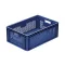 Basicline Euro láda Cooked Sausage Láda 605x405x222 mm, perforált, nyitott markolat, Sötétkék