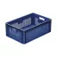 Basicline Euro láda Cooked Sausage Láda 605x405x222 mm, perforált, nyitott markolat, Sötétkék