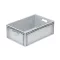 Basicline Euro láda 600x400x220 mm, alja és oldala zárt,nyitott markolat, Szürke