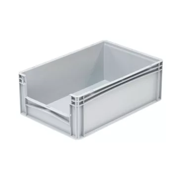   Basicline Euro láda 600x400x220 mm., alja és oldala zárt , ablakkal, Szürke