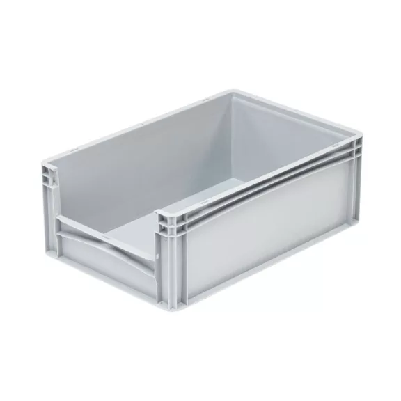 Basicline Euro láda 600x400x220 mm., alja és oldala zárt , ablakkal, Szürke Basicline Euro láda 600x400x220 mm., alja és oldala zárt , ablakkal, Szürke