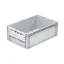 Basicline Euro láda 600x400x220 mm, alja és oldala zárt csuklós ablakkal, Szürke