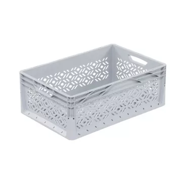 Lightline Euro láda, 600x400x220 mm perforált, Szürke