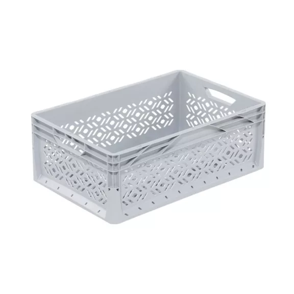 Lightline Euro láda, 600x400x220 mm perforált, Szürke Lightline Euro láda, 600x400x220 mm perforált, Szürke