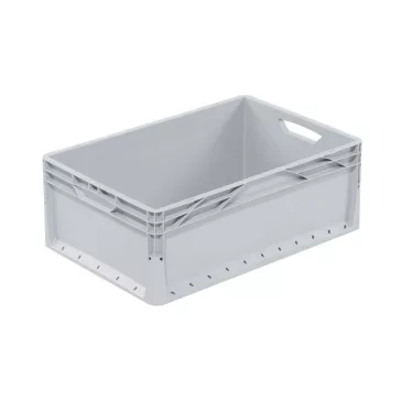   Lightline Euro láda, 600x400x220 mm alja és oldala zárt, Szürke