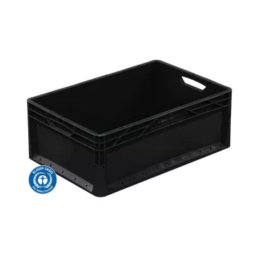   Lightline Euro láda, 600x400x220 mm alja és oldala zárt, Fekete