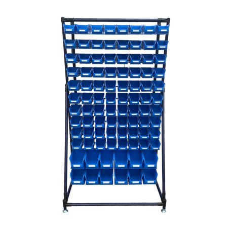 Csővázas Mh-Box tartó állvány 1700x980x500 mm, 92 db dobozzal