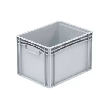   Basicline Euro láda 400x300x270 mm, alja és oldala zárt, markolat zárt, Szürke