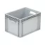 Basicline Euro láda 400x300x270 mm, bordázott alja és oldala zárt, nyitott markolat, Szürke