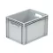Basicline Euro láda 400x300x270 mm, alja és oldala zárt, nyitott markolat, Szürke