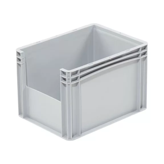 Basicline Euro láda 400x300x270 mm, alja és oldala zárt, ablakkal, Szürke Basicline Euro láda 400x300x270 mm, alja és oldala zárt, ablakkal, Szürke
