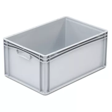   Basicline Euro láda 600x400x270 mm, alja és oldala zárt,  szürke