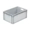 Basicline Euro láda 600x400x270 mm, alja és oldala zárt, nyitott markolat, Szürke