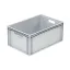 Basicline Euro láda 600x400x270 mm, alja és oldala zárt, nyitott markolat, Szürke