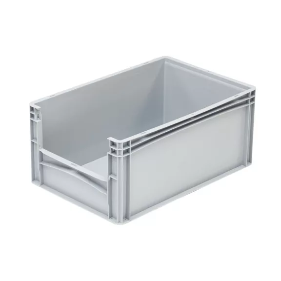 Basicline Euro láda 600x400x270 mm, alja és oldala zárt, ablakkal, Szürke Basicline Euro láda 600x400x270 mm, alja és oldala zárt, ablakkal, Szürke