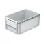 Basicline Euro láda 600x400x270 mm.alja és oldala zárt, csuklós ablakkal, Szürke