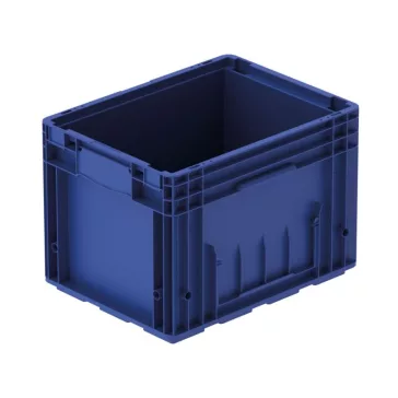   R-KLT 4329 Megerősített műanyag láda, 400 × 300 × 280 mm, alja zárt és bordázott , oldala zárt, zárt markolat, kék (RAL 5003)