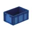 RL-KLT 6280 Megerősített, könnyített műanyag láda, 600 × 400 × 280 mm, alja zárt, oldala zárt, zárt markolat, vízelvezető nyílásokkal, kék (RAL 5005)