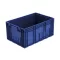 R-KLT 6429 Megerősített műanyag láda, 600 × 400 × 280 mm, alja zárt és megerősített, oldala zárt, zárt markolat, kék (RAL 5003)