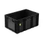 R-KLT 6129 Megerősített műanyag láda, 600 × 400 × 280 mm, alja zárt és megerősített, oldala zárt, zárt markolat, fekete