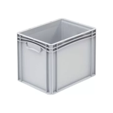   Basicline Euro láda 400x300x320 mm, alja és oldala zárt, Szürke