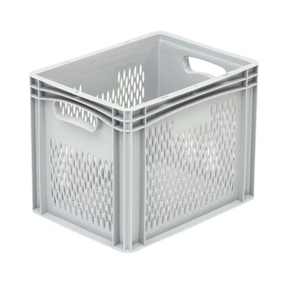 Basicline Euro láda 400x300x320 mm, perforált, Szürke Basicline Euro láda 400x300x320 mm, perforált, Szürke
