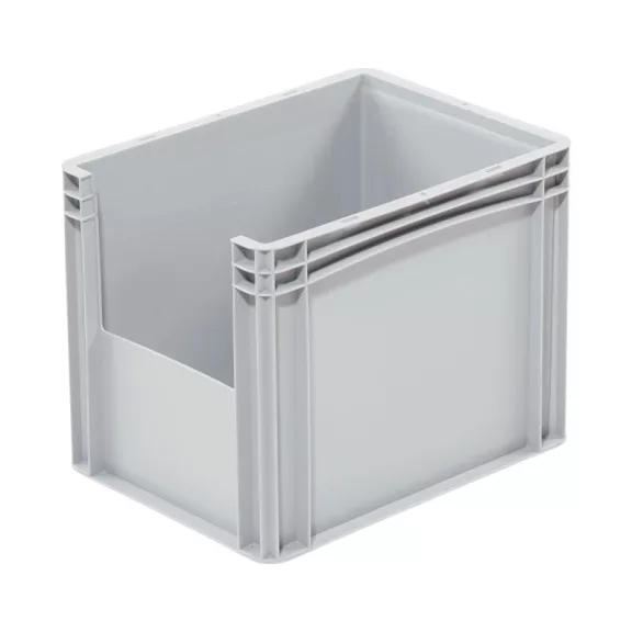 Basicline Euro láda 400x300x320 mm, alja és oldala zárt, ablakkal, Szürke Basicline Euro láda 400x300x320 mm, alja és oldala zárt, ablakkal, Szürke