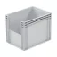 Basicline Euro láda 400x300x320 mm, alja és oldala zárt, ablakkal, Szürke
